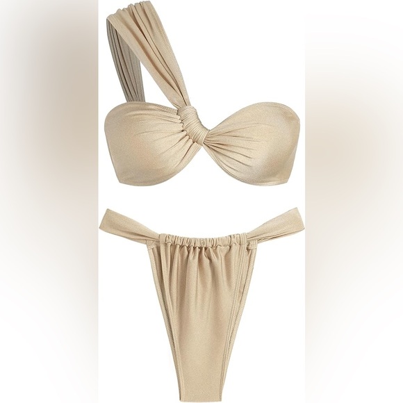 ZAFUL women’s gold one shoulder bikini swim set size L NWT - Picture 3 of 14